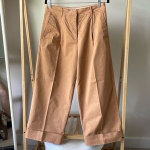 J. Crew cuffed wide leg cropped pants, camel color, size 6